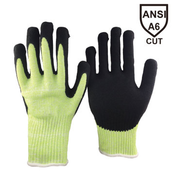 NMsafety Nylon und Hppe und Stahlfaser Palm Sandy Nitril ANSI 6 schnittfeste mechanische Arbeitshandschuhe